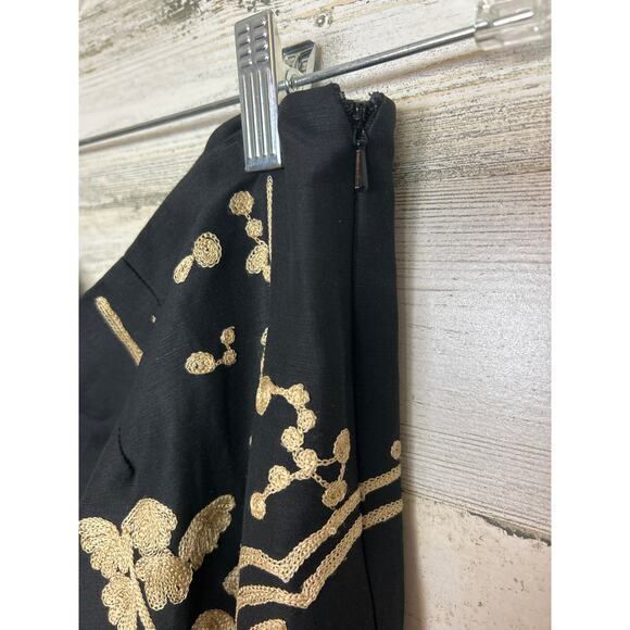 Sue Wong Vintage women 8 silk boho pant suit SET black tan embroidered black - Picture 11 of 11